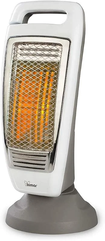 Bimar Fogão radiante de 400 W HR310, aquecedor elétrico de baixo consumo para ambientes pequenos, 2 potências de aquecimento, oscilação direita, esquerda e inclinação ajustável alto, baixo