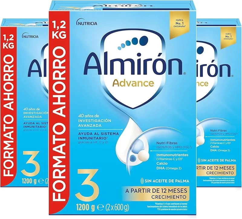 Almirón Advance 3, leite de crescimento em pó para bebé a partir de 12 meses, pack de 3 x 1, 2 kg — Humidificador