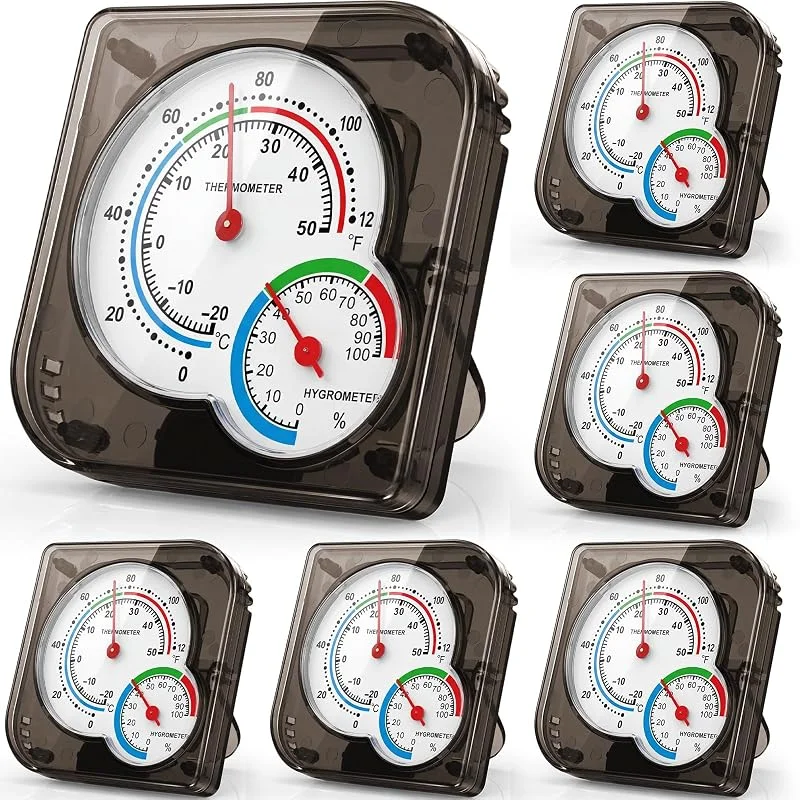 Kathfly 6 termómetros de interior y medidor de humedad para interiores, mini termómetro, higrómetro, medidor de temperatura y humedad, monitor con punteros para el hogar, cocina, sala de plantación — Humidificador