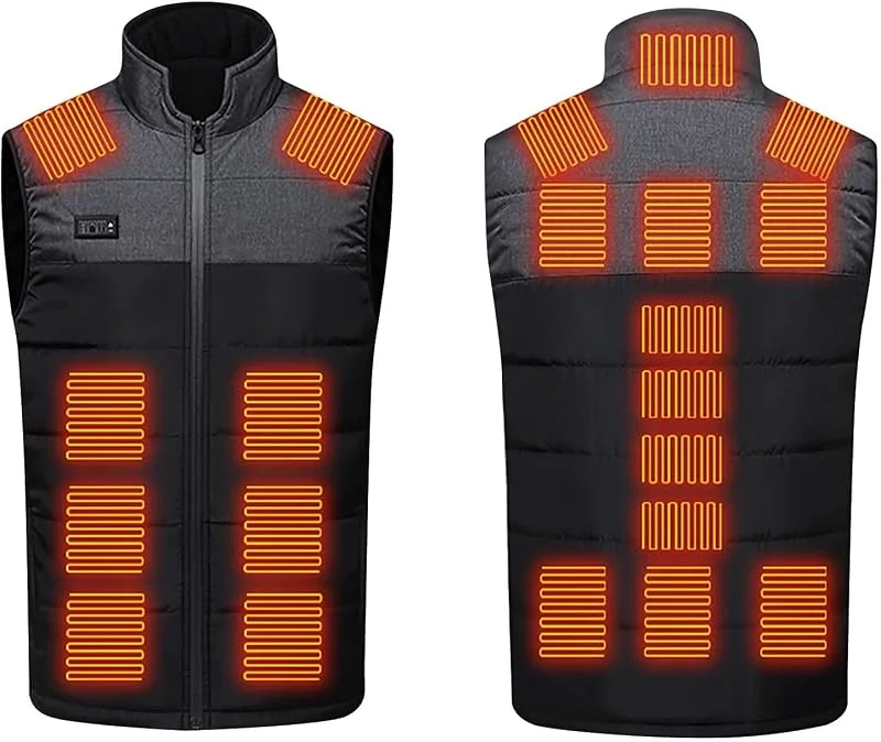 Chaleco calefaccionado para Hombres y Mujeres, Chaleco calefaccionado 21 Zonas, Chaqueta calefactable eléctrica, Chalecos cálidos Invierno, Abrigos (002 Negro 3XL) — Cozinha e lar