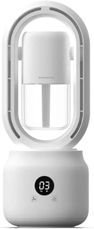 Ventilador Eléctrico de Niebla de Pulverización Enfriado de Verano Humidificador de Aire Portátil sin Recargable por USB, Ventilador sin Cuchilla