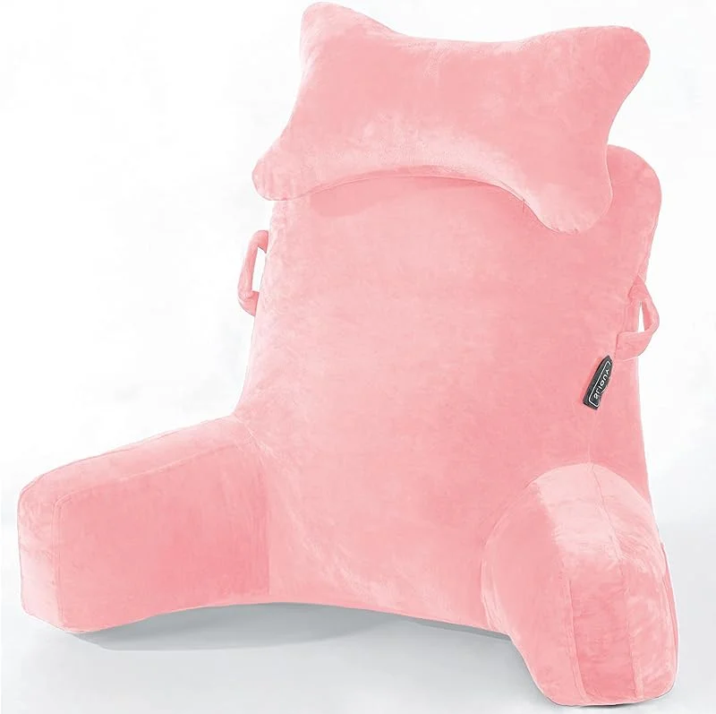 SLIGUY Almofada de leitura - almofada de descanso para cama com rolo destacável para pescoço e braço de suporte mais alto para sentar na cama, sofá ou chão - almofada de apoio para — Aquecimento
