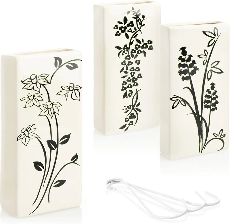 com-four® 3 x humidificador de ar para aquecedor - evaporador cerâmico de água para aquecimento - humidificador branco com motivos florais (branco - flores pretas)