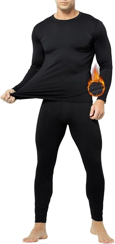 Casey Kevin Roupa interior térmica para homem, funcional conjunto térmico homem t-shirt e calças respirável quente conjunto camada base de inverno frio para exteriores — Roupa aquecida