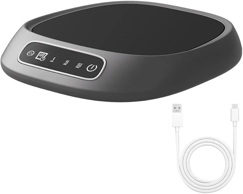 Aquecedor de canecas USB, aquecedor elétrico com 3 configurações de temperatura, base de copos elétrica portátil, para café, água, chá, cacau, leite e bebidas — Aquecimento