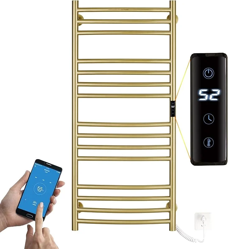 ESOP Toalheiro elétrico, radiador toalheiro ouro escovado, WiFi inteligente — Aquecimento