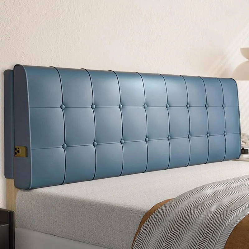 Almohada de lectura rectangular grande con correas azules, cojín de color sólido para apoyo lumbar, almohada de cama suave para litera, 79 x 23 x 4 pulgadas, funda extraíble incluida — Aquecimento