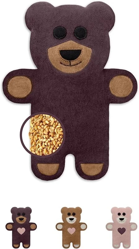 LESCHI Saco de sementes micro-ondas de 100% algodão e trigo orgânico, saco de sementes com capa lavável, saco térmico de sementes para dores menstruais, cólicas e dores abdominais, urso Teddy roxo — Aquecimento