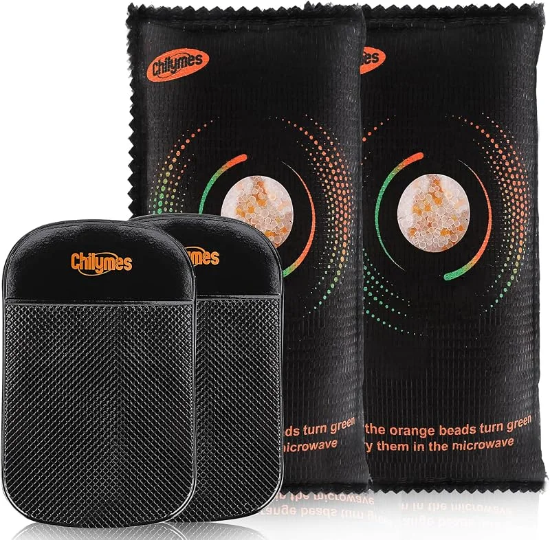 Sacos desumidificadores reutilizáveis, absorvente de humidade com indicador visual e base antiderrapante, gel de sílica para carro, armário, gaveta e casa (2 * 800 g) — Humidificador