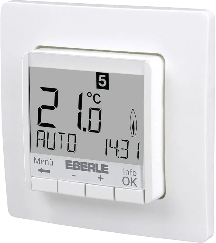 EBERLE WS Termostato digital FIT 3R para relógio embalado, cor branca (regulação do aquecimento por piso radiante por água quente, ecrã grande, retroiluminação, CA 230 V, 1S, 10