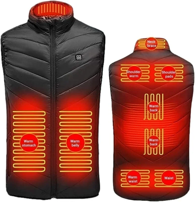 MU Chaleco calentado para hombre, chaleco térmico eléctrico USB, lavable, calentado, temperatura ajustable para invierno (sin batería) chaleco calentado — Roupa aquecida