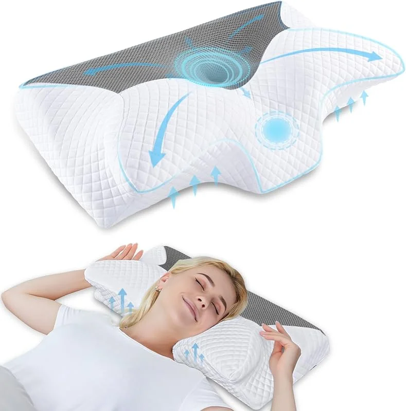 HOMCA Almofada cervical de espuma viscoelástica, cinzento, 60 x 35 x 8, 12 — Aquecimento