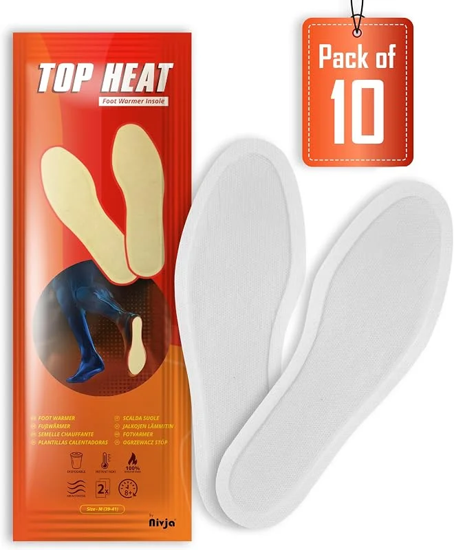 Top Heat - Aquecedores de pés - 10 pares - 8 horas de pé quente - ativado pelo ar - calor instantâneo - calor 100% natural - médio (39-41) — Aquecimento