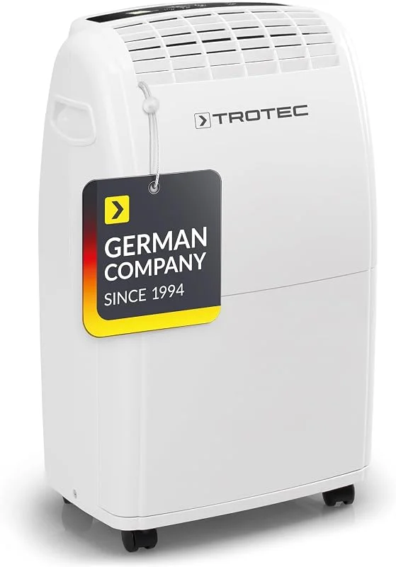 TROTEC TTK 75, Desumidificador elétrico, 20 l, 24 h, reservatório de 3 l, portátil, para quartos até 45 m², 110 mm, filtro de ar, silencioso, 320 W, desligar automático, higróstato automático, branco — Humidificador