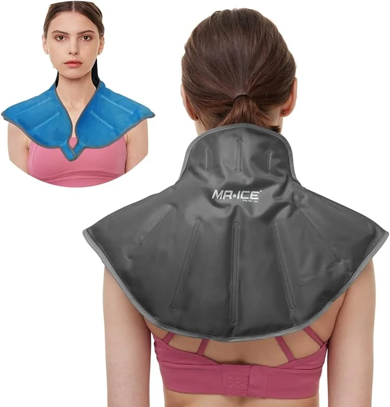 Pacote de gelo para pescoço e ombro para lesões, reutilizável, alívio imediato, colar frio flexível para dor de ombro congelada, coluna cervical e costas — Aquecimento