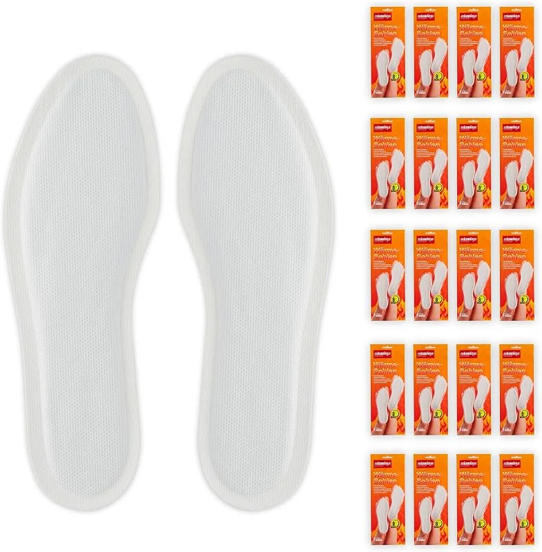 Relaxdays Sohlenwärmer Paar 20 pares palmilhas quentes, tamanho L, aquecedor de sapatos, ativação térmica por ar, 8 h calor, branco, tecido não tecido — Roupa aquecida