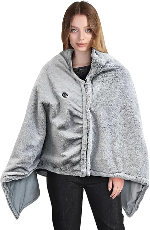 Manta Eléctrica Calefactable Vestible Poncho Térmico Recargable por USB con — Aquecimento