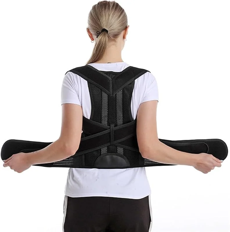 Corrector De Postura para Adultos Faja Lumbar Enderezador De Hombros Corrección De Escoliosis Y Joroba Cinturón De Soporte Lumbar Completo Alivia El Dolor De Cuello(L) — Roupa aquecida