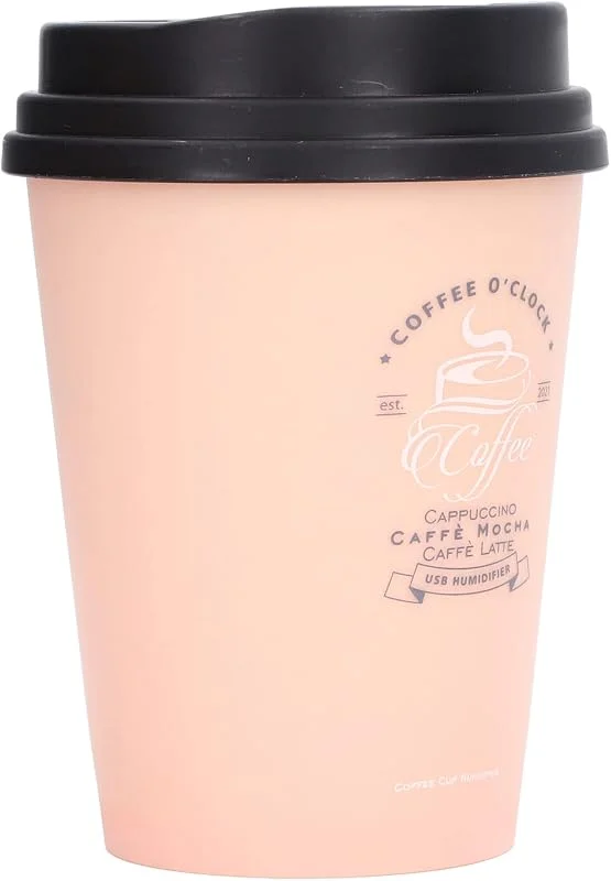 YOUTHINK Humidificador de escritorio, humidificador USB de 300 ml, taza de café de bajo ruido, apagado automático, compacto, ligero, ahorro de espacio, mini humidificador para coche (rosa)