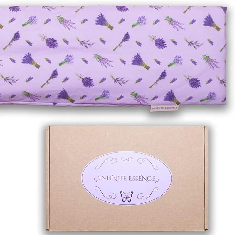 LAMARE Saco sementes micro-ondas de trigo e lavanda 48 x 15 cm, capa lavável 100 % algodão, almofada térmica para cervicais e terapia fria e calor. Saco de sementes para micro-ondas. Lavanda estampada — Aquecimento