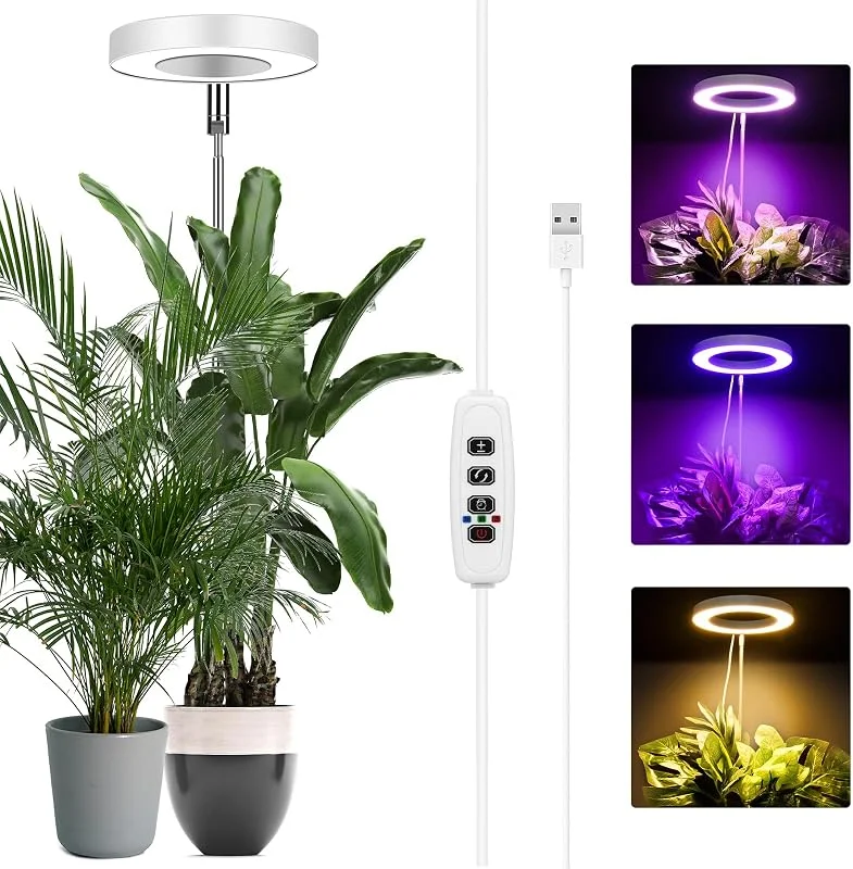 Ainiv Candeeiro de plantas, 72 LED luz de crescimento de espectro completo com base, 180° Grow Light com temporizador automático 3H, 9H, 12H e 9 de brilho, altura ajustável, para plantas pequenas — Aquecimento