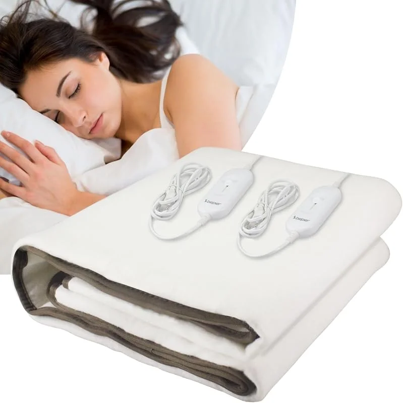 BEPER P203TFO111 Manta elétrica dupla, 2 zonas com controlo independente, 3 níveis de temperatura, lavável, desligamento automático, 160 x 140 cm — Aquecimento