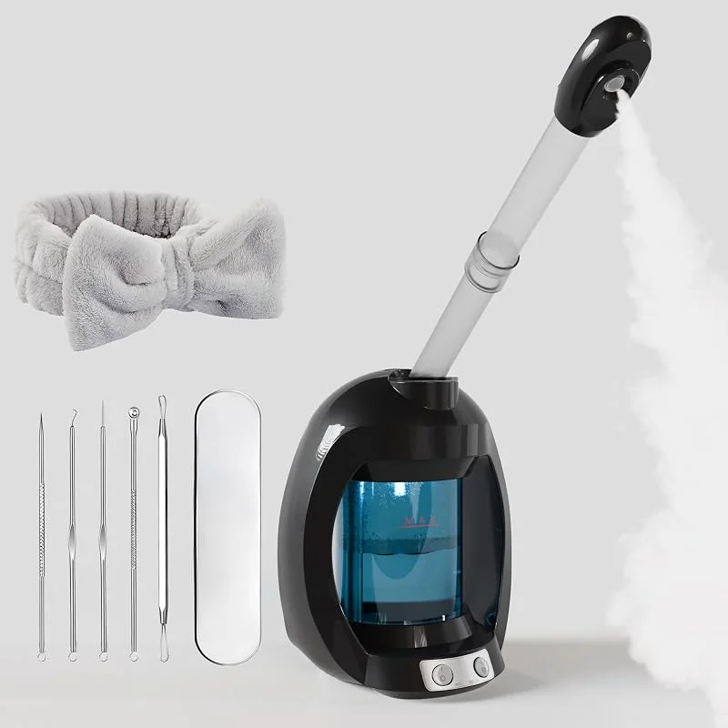 Vaporizador facial nano iónico para limpeza facial profunda, vaporizador para esteticistas, vaporizador facial profissional para spa facial em casa. (Preto) — Cuidados com a pele