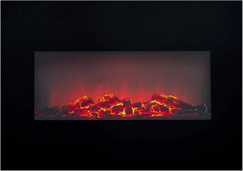 Classic Fire Memphis Lareira elétrica - lareira decorativa com aquecimento, controlo remoto e temporizador - fogão elétrico de parede com chama LED - 1800 W - preto — Cozinha e lar