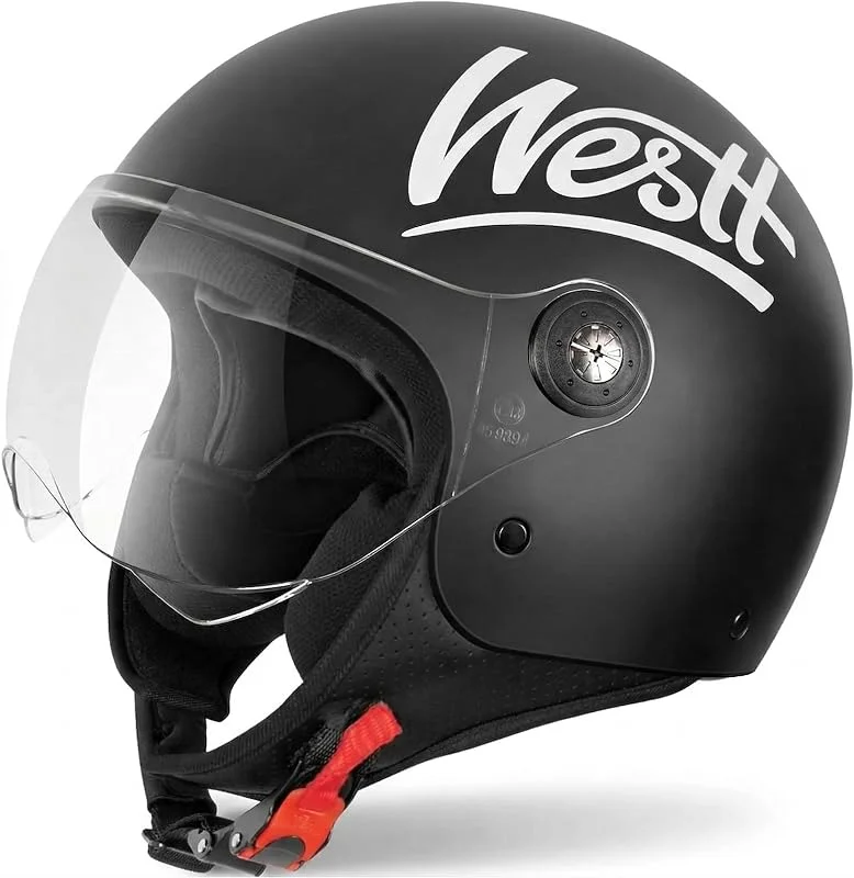 Westt Capacete de motocicleta homem mulher - capacete jet com viseira — Roupa aquecida