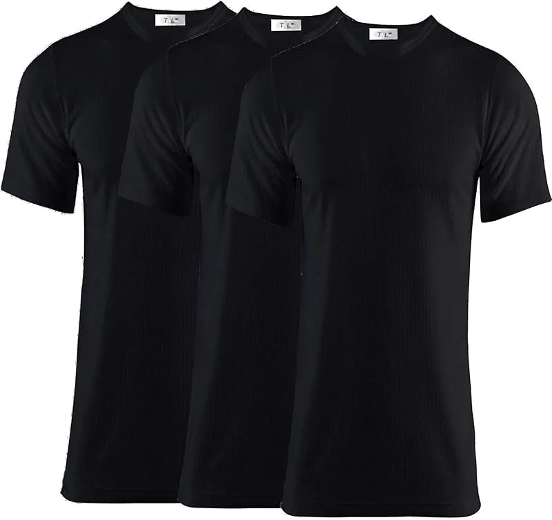 Pacote de 3 t-shirts térmicas para homem, camada base aquecedora, roupa interior térmica para homem, tamanho S-XXL — Roupa aquecida