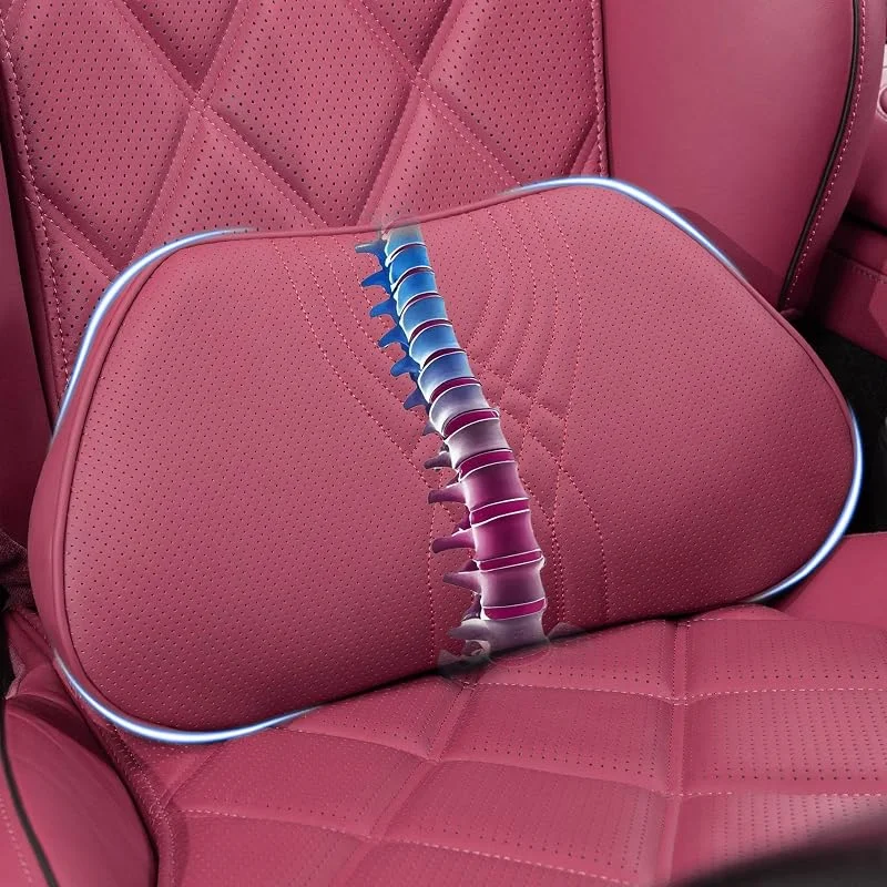Almofada lombar carro com esponja memória, almofada de suporte para costas ergonómico para cadeira de escritório, encosto lombar almofada de apoio para assento de carro, vermelho, 1 peça — Aquecimento