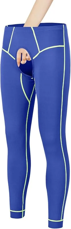 JINSHI Calças térmicas para homem, frente aberta, calças compridas de compressão, camada base, clima frio — Roupa aquecida