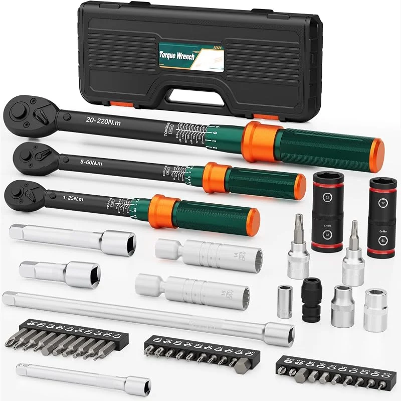 Conjunto de chave dinamométrica, 1, 4" 3, 8" 1, 2", 1-25 Nm, 5-60 Nm, 20 — Humidificador