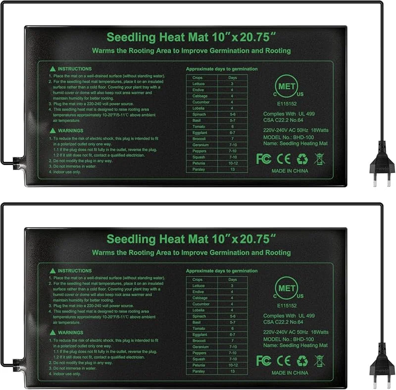 RIOGOO Placa de aquecimento para estufa, germinação, jardim hidropônico, terrário - Marcado CE - 18W de potência - Medidas 24 x 52 cm (2 pacotes)
