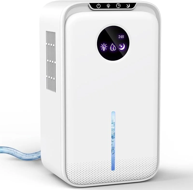 Desumidificador, desumidificadores de humidade silencioso de 65 W, depósito de água removível de 2, 5 l, adequado para quartos com menos de 90 metros quadrados, ecrã LED, função de temporizador — Humidificador