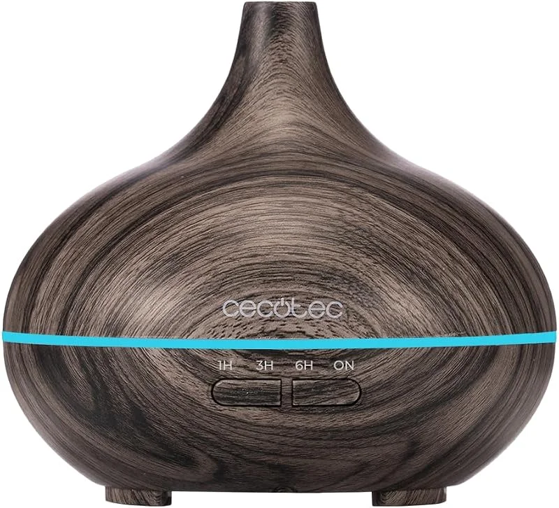 Cecotec Humidificador Ultrassónico com Difusor de Aromas Pure Aroma 300 Yin Grey. Depósito de até 300ml, 7 Cores LED Ajustáveis, Temporizador 10h, Ultrassilencioso, Função de Aromaterapia