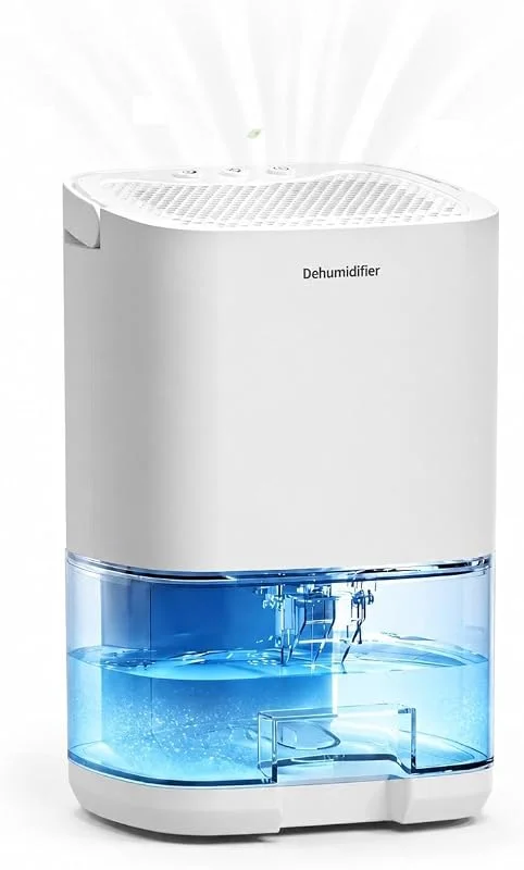 Deshumidificador 1000 ml, deshumidificador eléctrico para el hogar, pequeño deshumidificador eléctrico silencioso portátil, luz de 7 colores, apagado automático, con temporizador para apartamento