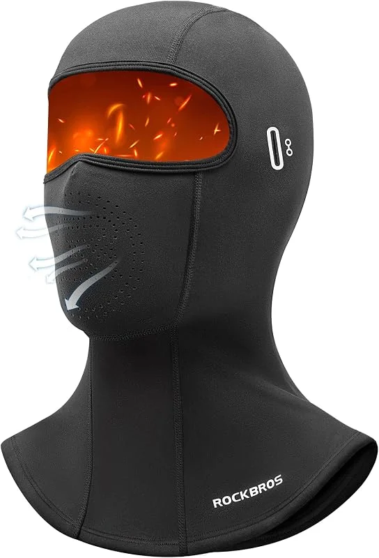 ROCKBROS Balaclava máscara térmica e resistente ao vento inverno para ciclismo motocicleta esqui caminhadas, 58-60 cm, preto — Roupa aquecida