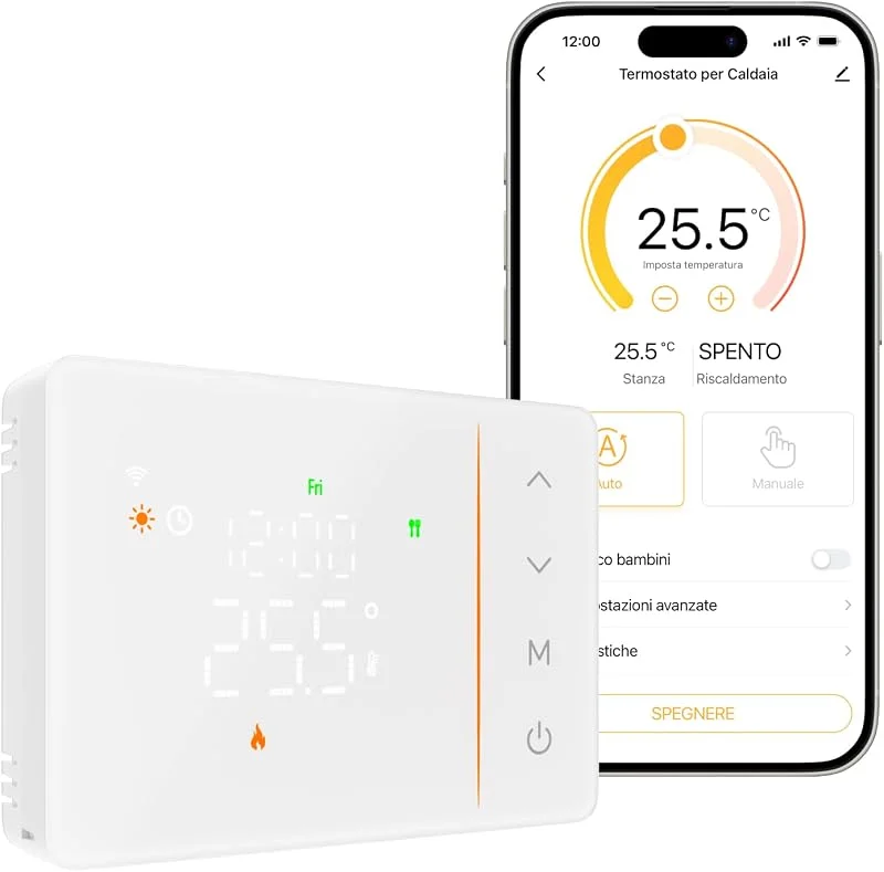 Cronotermostato WiFi à bateria para caldeira de gás, termostato inteligente caixa 502, 503, programação 7 dias em 6 níveis, contacto NO, NC, Alexa, Google Assistant, App Tuya, 2, 4 GHz, branco — Aquecimento