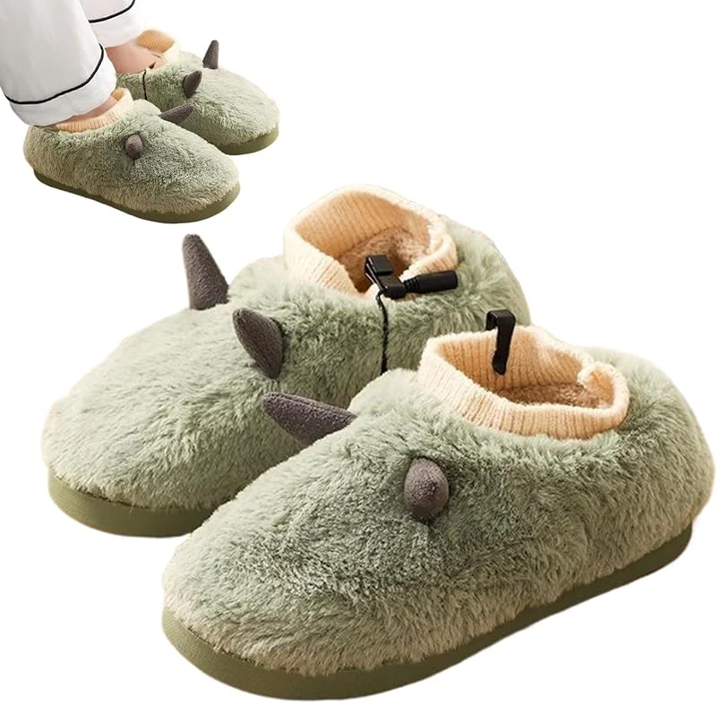 Pantuflas calentadas para mujer, zapatillas de felpa mullidas — Aquecimento