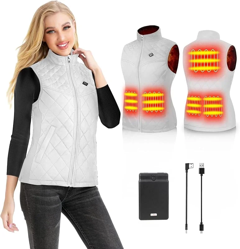 Colete Aquecedor, Colete Aquecedor para Mulher com Bateria, Colete Térmico USB com 3 Temperaturas Ajustáveis, Ideal para Camping, Caminhadas, Esqui, Pesca — Roupa aquecida