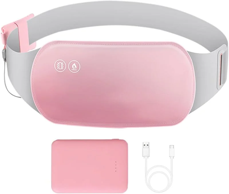 Almofada térmica menstrual para aliviar a dor menstrual com banco de energia de 5000 mAh, 3 níveis ajustáveis de temperatura e modos de massagem por vibração, almofada de calor de — Aquecimento