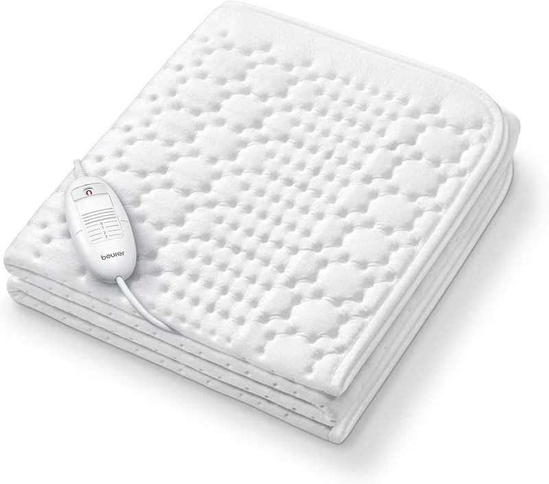 Beurer TS 19 Colcha térmica, Aquecedor de cama com 3 níveis de temperatura para uma cama quente e aconchegante, lavável à máquina, parte superior e inferior de veludo, 130 x 75 cm — Aquecimento