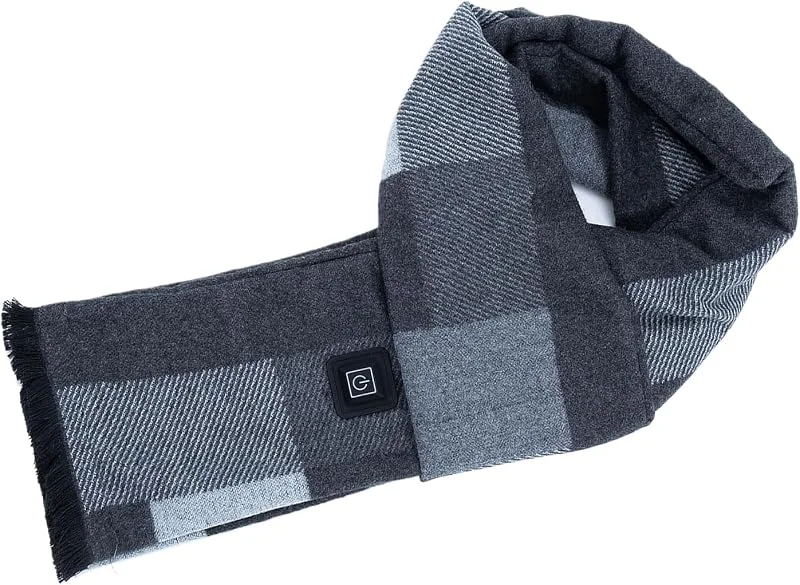 Bufanda térmica recargable con diseño de 3 ajustes de calor, calor para el cuello, accesorio de invierno para mujeres y hombres, para casa, oficina, viajes, tela suave, color negro — Roupa aquecida
