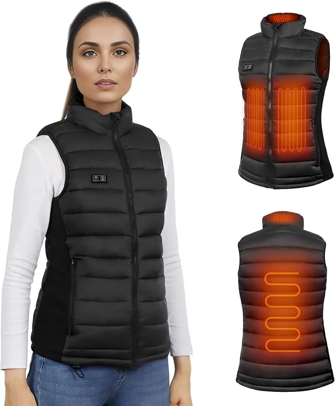 Chaleco Calefactable Mujer, Chalecos Calefactables Mujer, chaleco Termico Electrico, Chaqueta calefactable mujer, chaleco Termico con Bateria 10000 mAh Ligero & Elegante, Para Invierno & Exterior — Roupa aquecida
