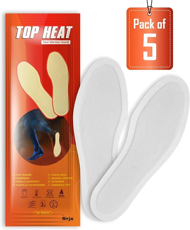 Top Heat - Aquecedores de pés - 5 pares - 8 horas de calor - ativado pelo ar - calor instantâneo - 100% natural - médio (39-41) — Roupa aquecida