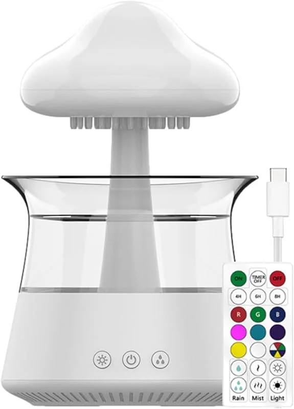 Difusor humidificador de Agua LED, difusor de con Lluvia Cable de Carga