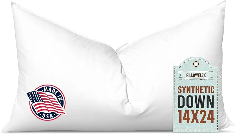 Pillowflex Enchimento de almofada sintética, almofada de enchimento alternativa de penugem de 36 x 61 cm, ultrasuave, almofada retangular grande para dormir, lombar, viagem, pescoço, 1 forma de — Aquecimento