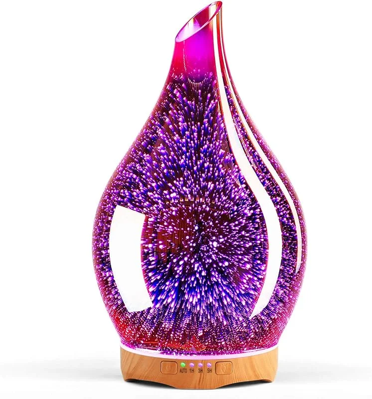 Porseme Humidificador Difusor de Aroma 3D Ultrassônico Silencioso 280 ml, 7 LED com Mudança de Cor, Sem BPA, Com Temporizador para o Lar (Rosa Dourado)