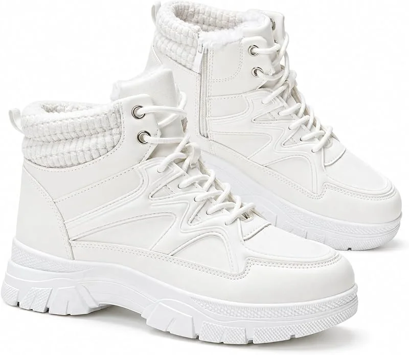 GLAMORA Botas de inverno para mulher com interior de cabelo, resistentes à água, fecho de correr lateral, plataforma e sola antiderrapante — Roupa aquecida